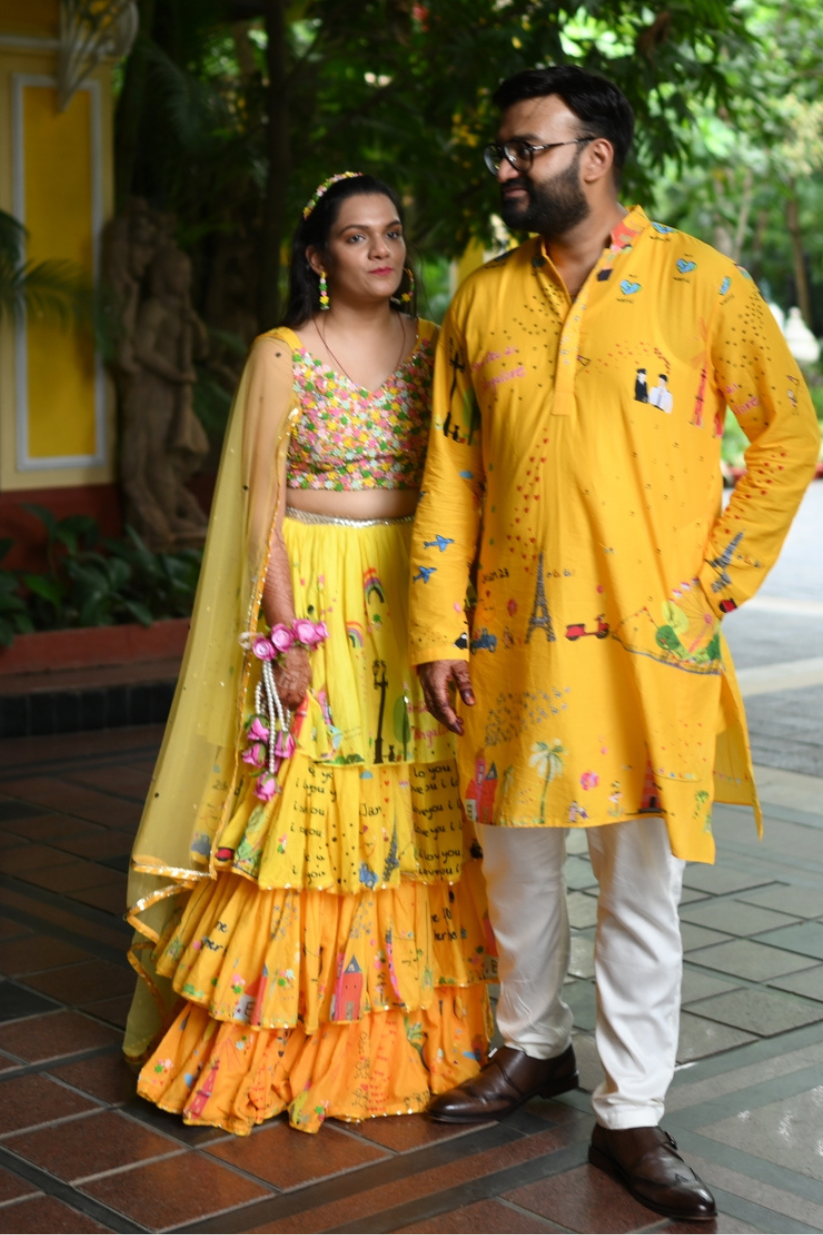 Yellow Europe Printed Lehenga Set