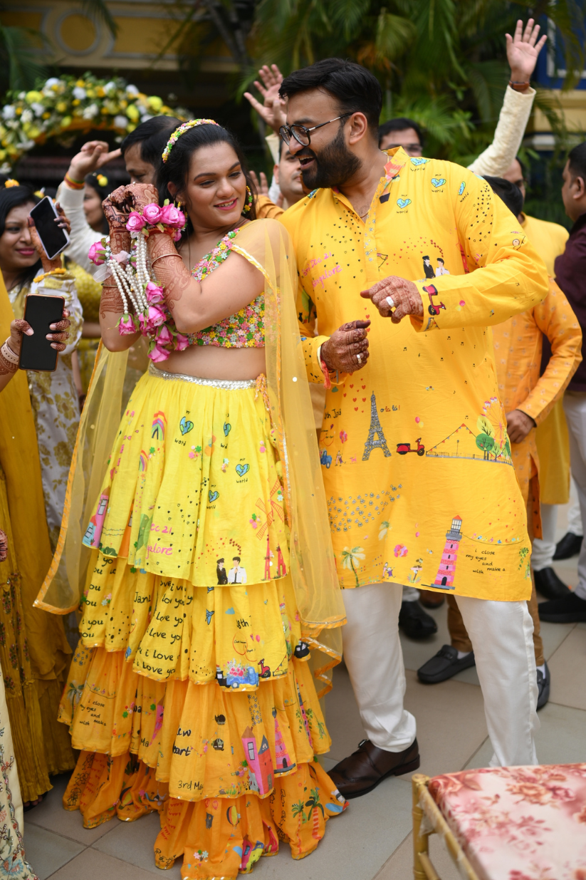 Yellow Europe Printed Lehenga Set