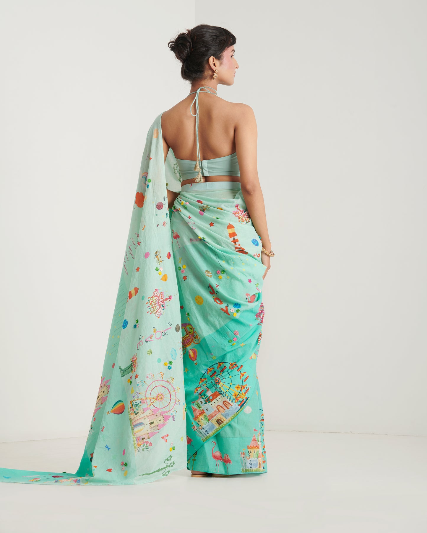 Turq printed sari