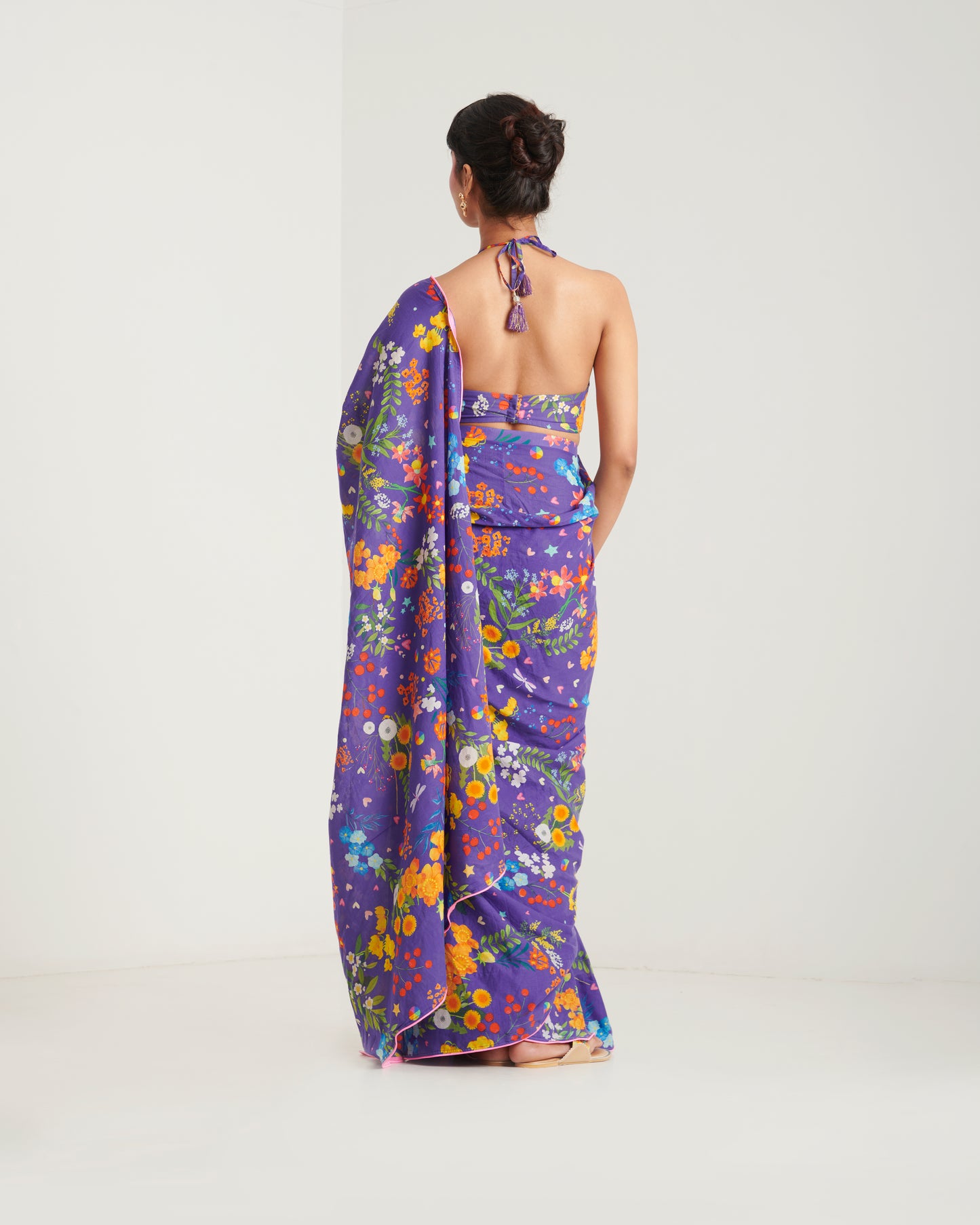 Purple printed sari