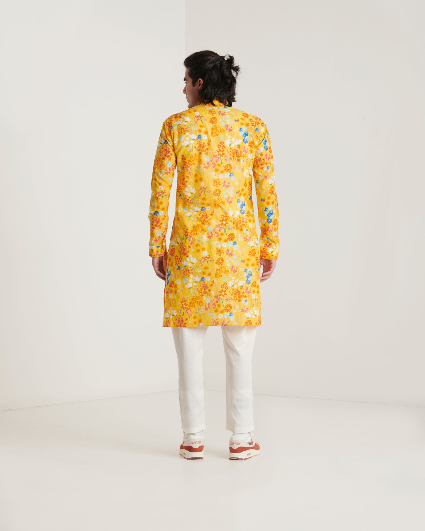 Mustard floral printed kurta set