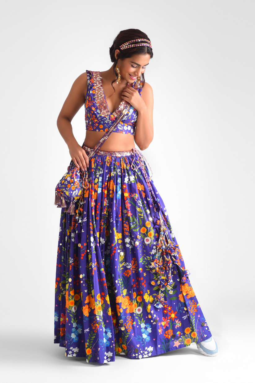 Purple Floral Lehenga
