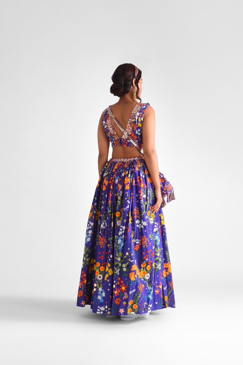 Purple Floral Lehenga