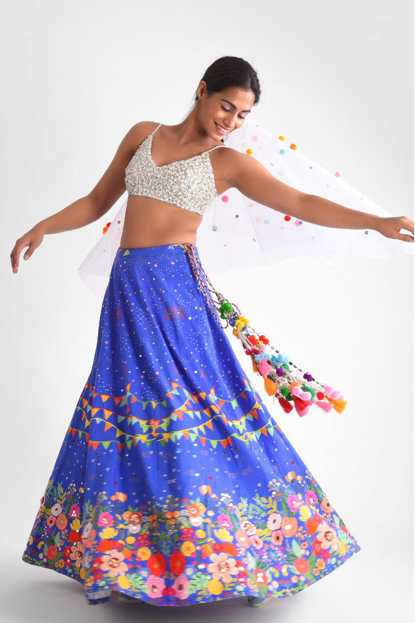 Blue Carnival Lehenga