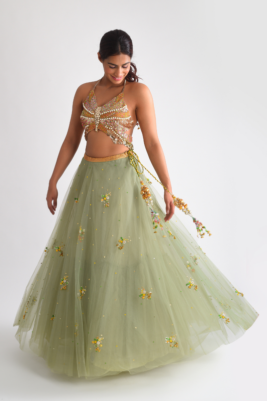 Pista Green Lehenga