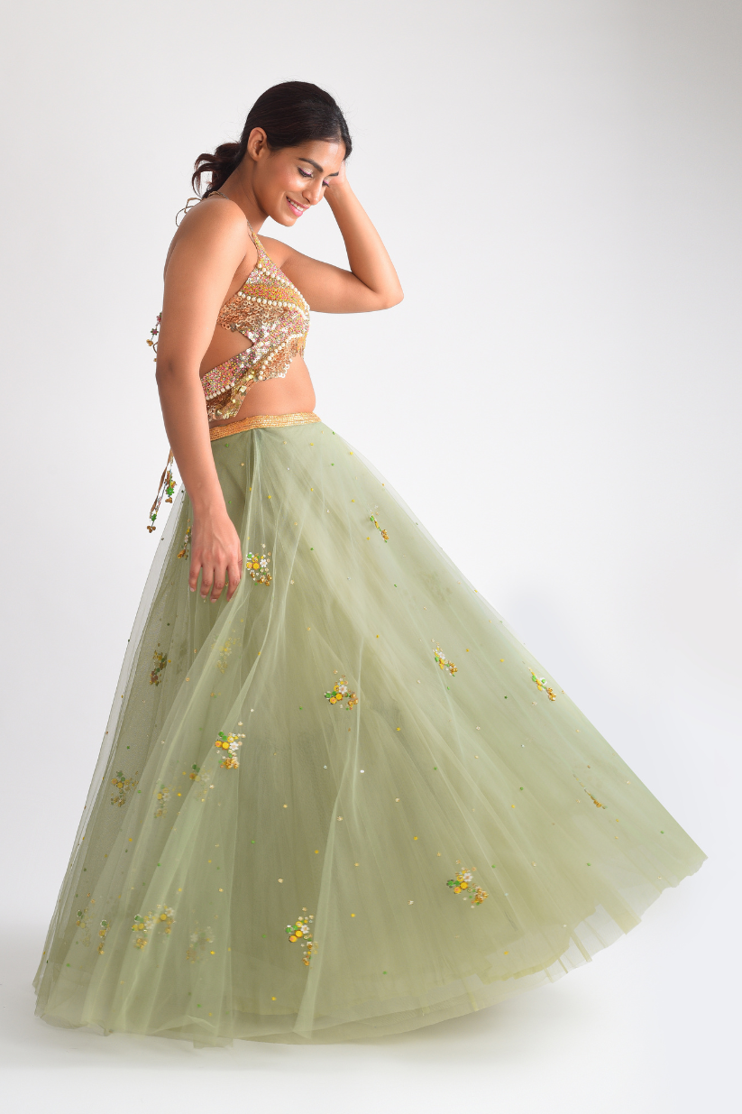 Pista Green Lehenga