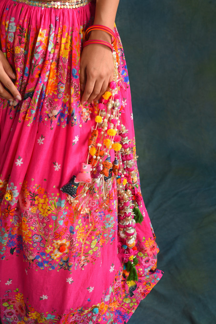 fuchsia Floral Lehenga