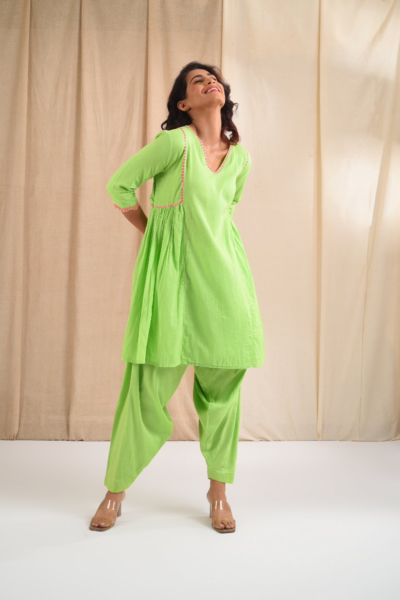 Parrot Green Cotton Suit
