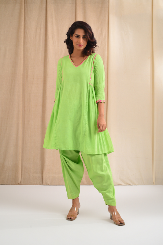 Parrot Green Cotton Suit
