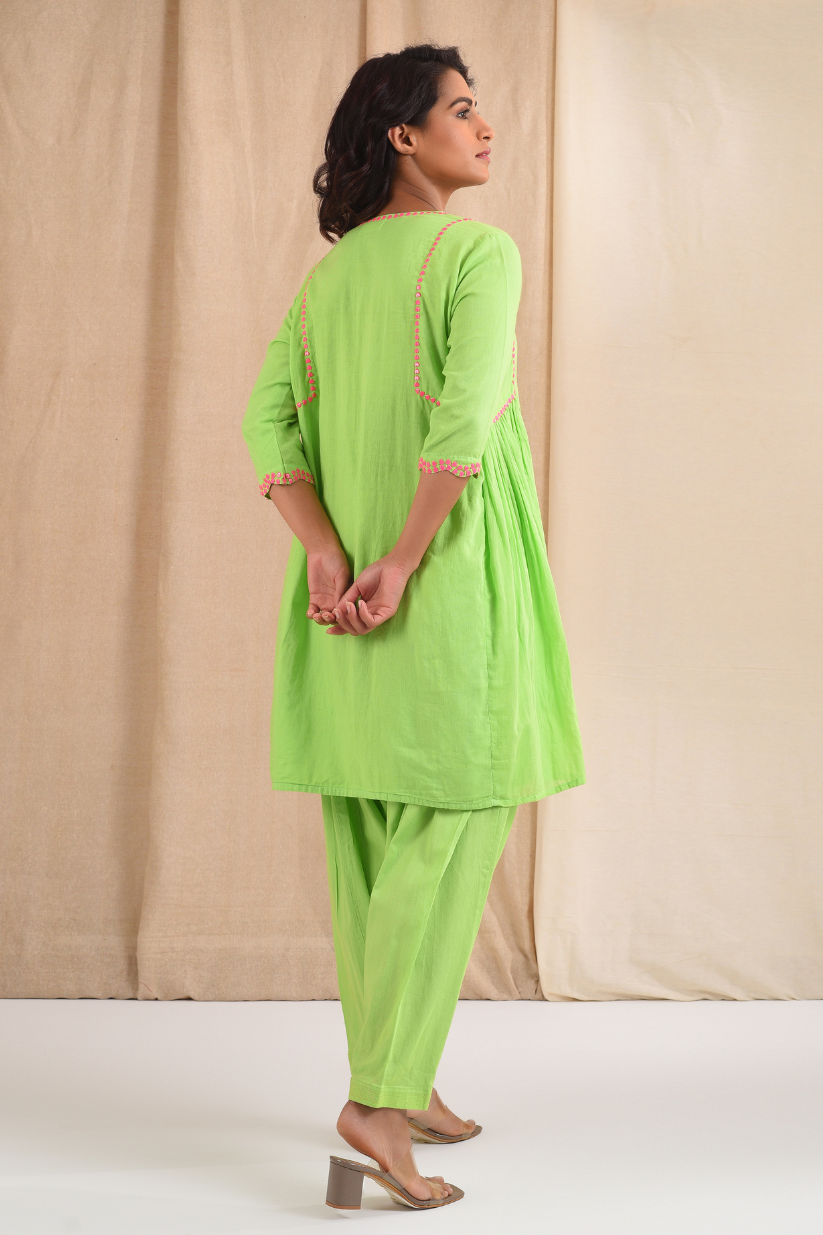 Parrot Green Cotton Suit