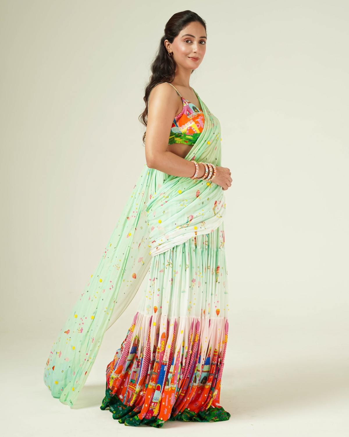 Mint Carnival pre draped saree