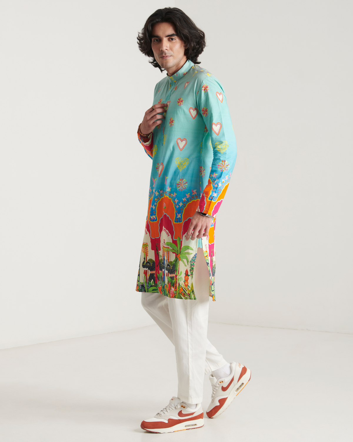 Blue printed kurta set