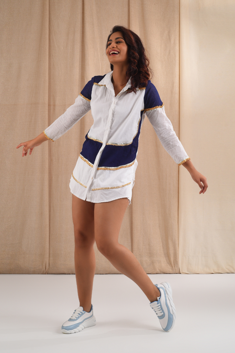 White Blue Gota Shirt