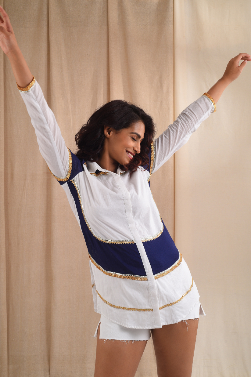 White Blue Gota Shirt