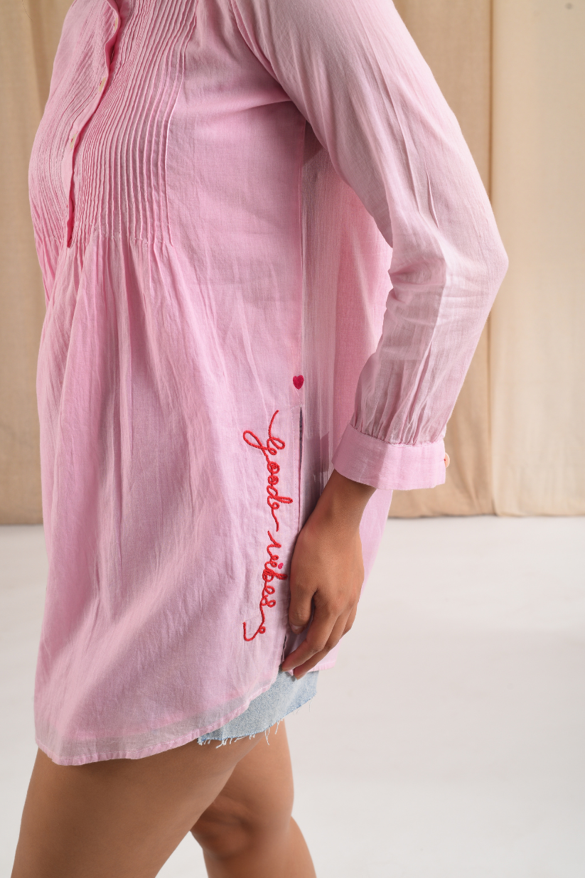 Pink Pleated Shirt