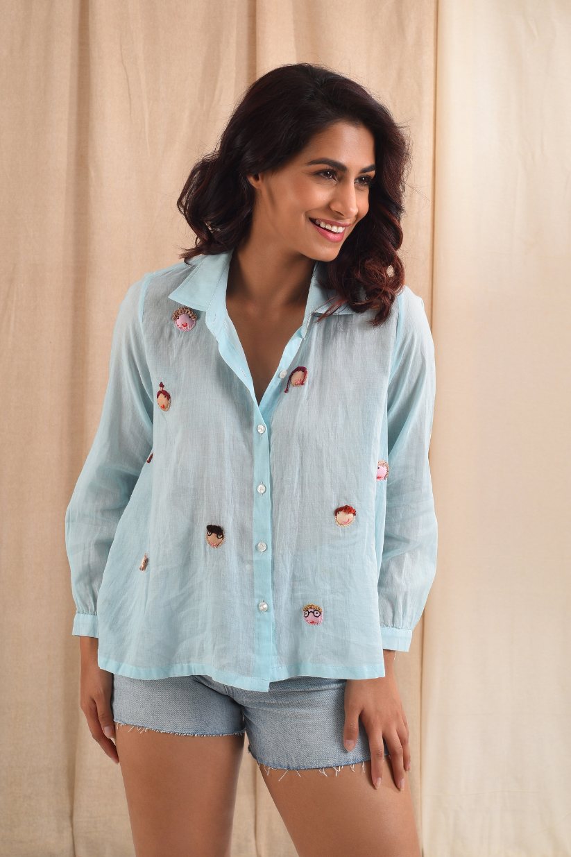Blue Doll Face Shirt