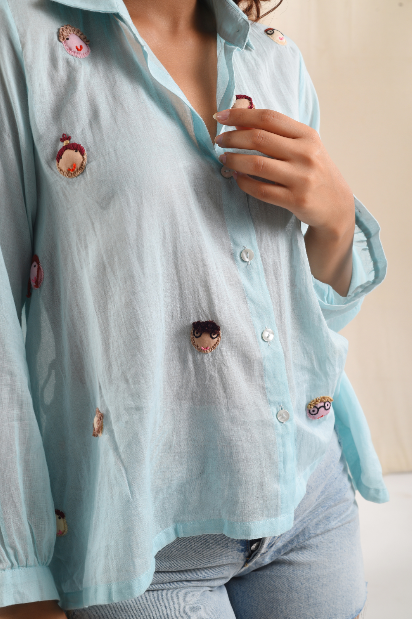 Blue Doll Face Shirt