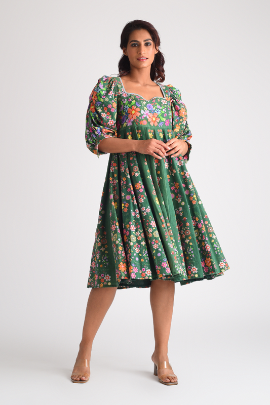 Short Green Cotton Dress