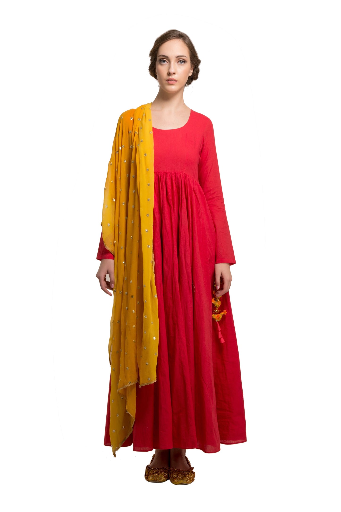 Plain Red Dress And Dupatta