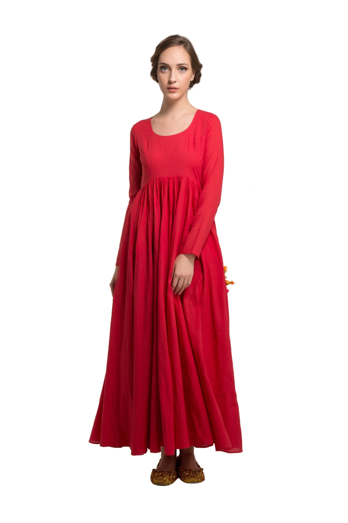 Plain Red Dress And Dupatta