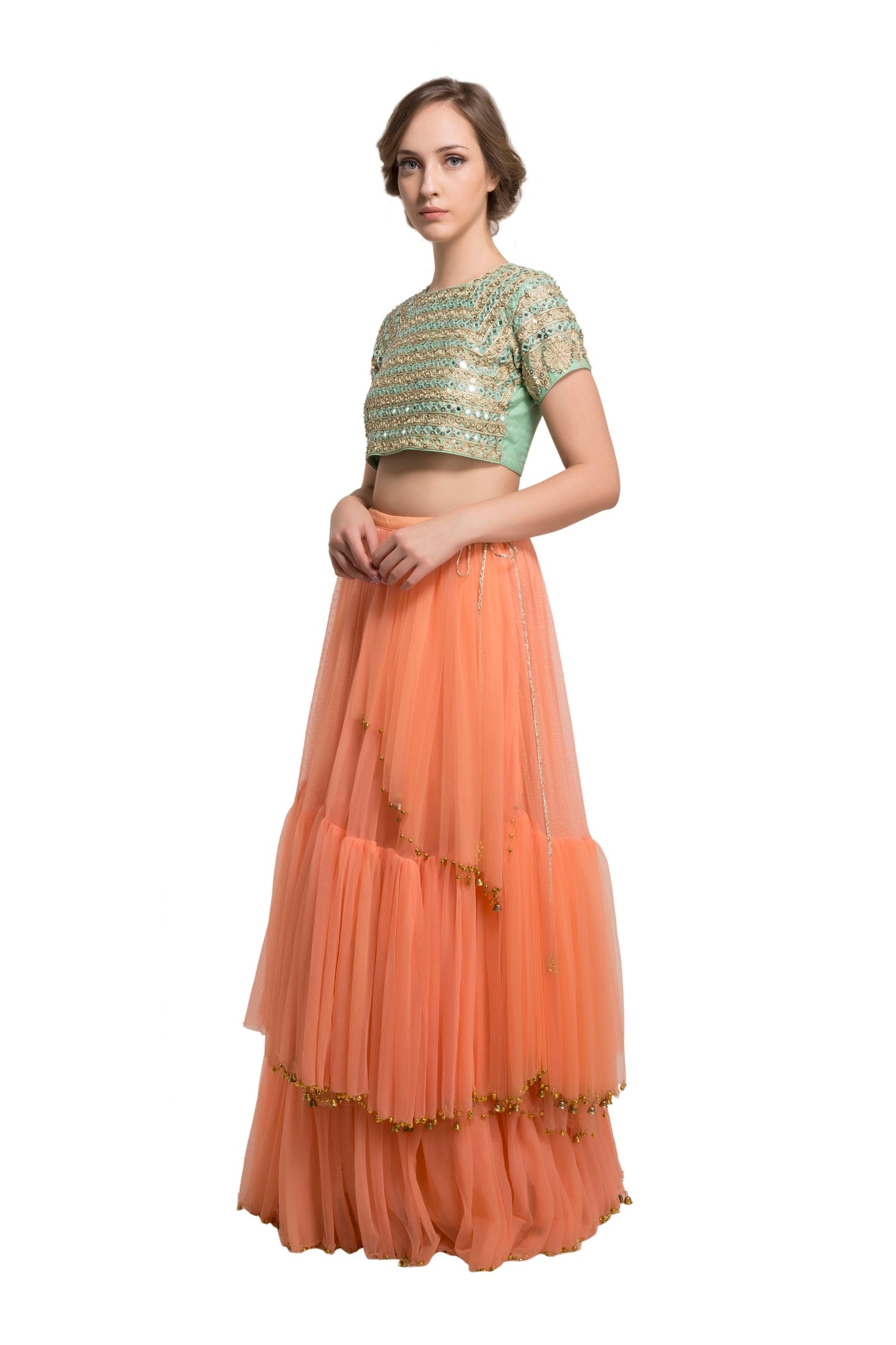 Ghungroo skirt with mirror crop top