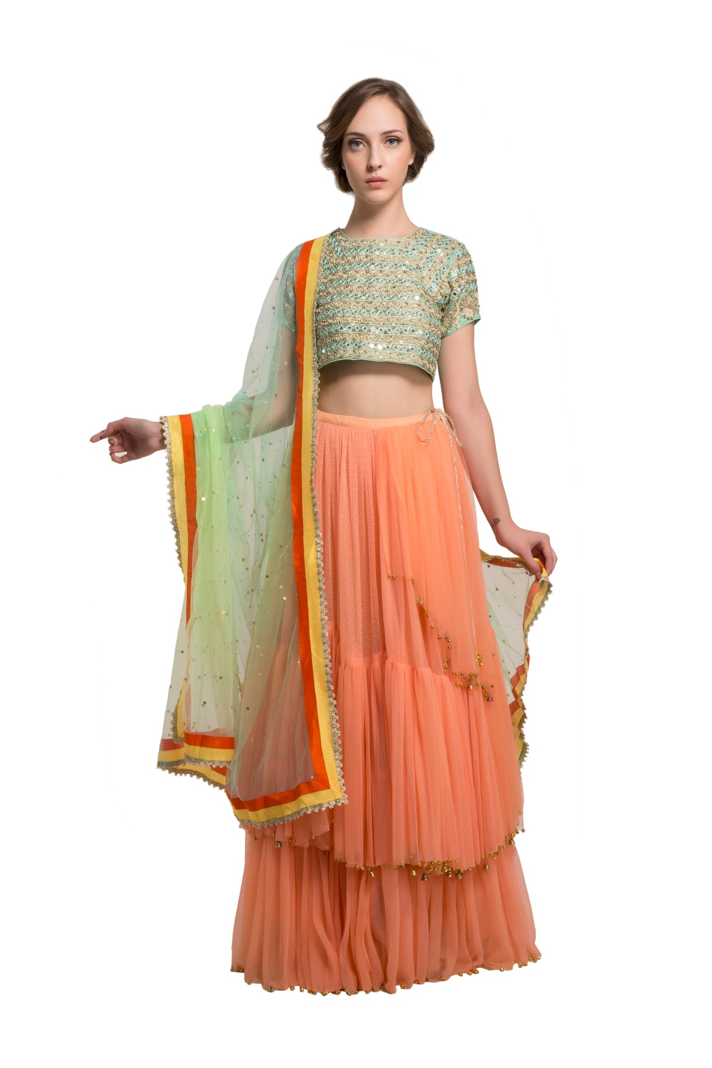 Ghungroo skirt with mirror crop top