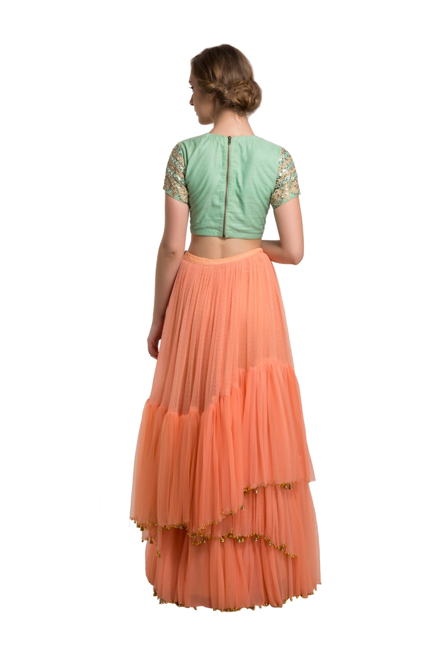 Ghungroo skirt with mirror crop top