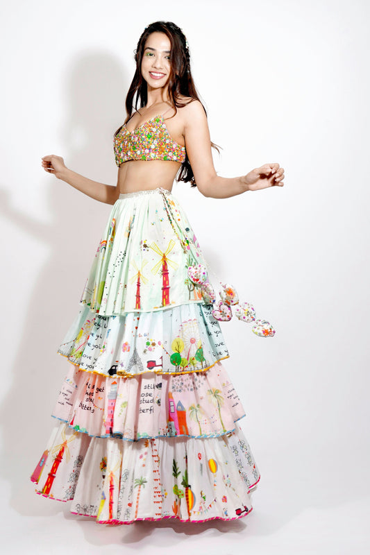 4 tier lehenga