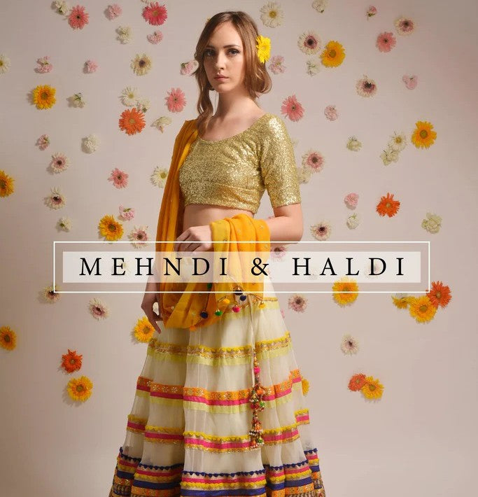 Mehendi and Haldi Lehnga
