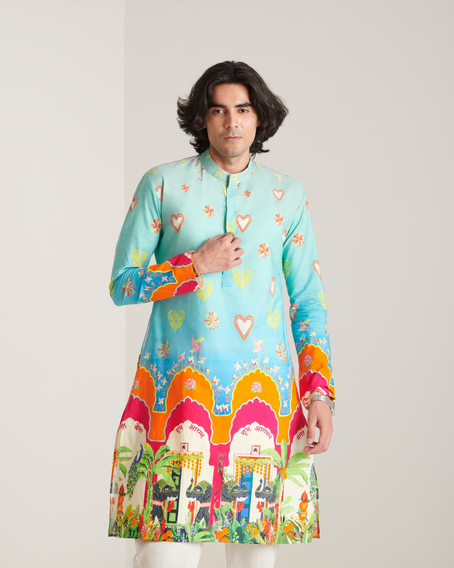 Blue printed kurta set