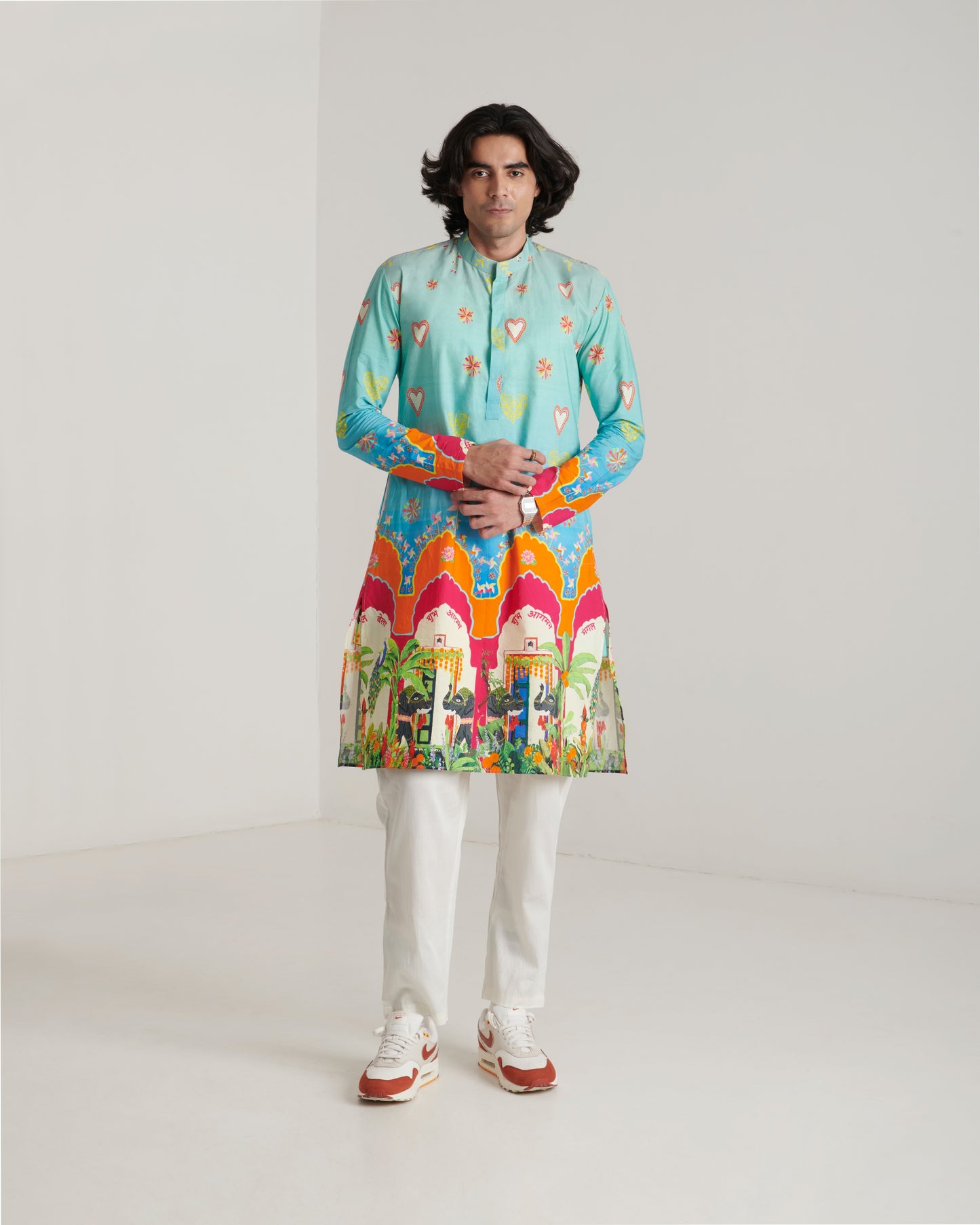 Blue printed kurta set