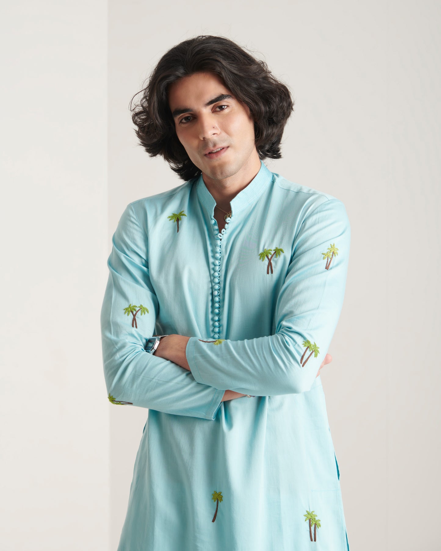 Hand- embroidered beach inspired kurta set