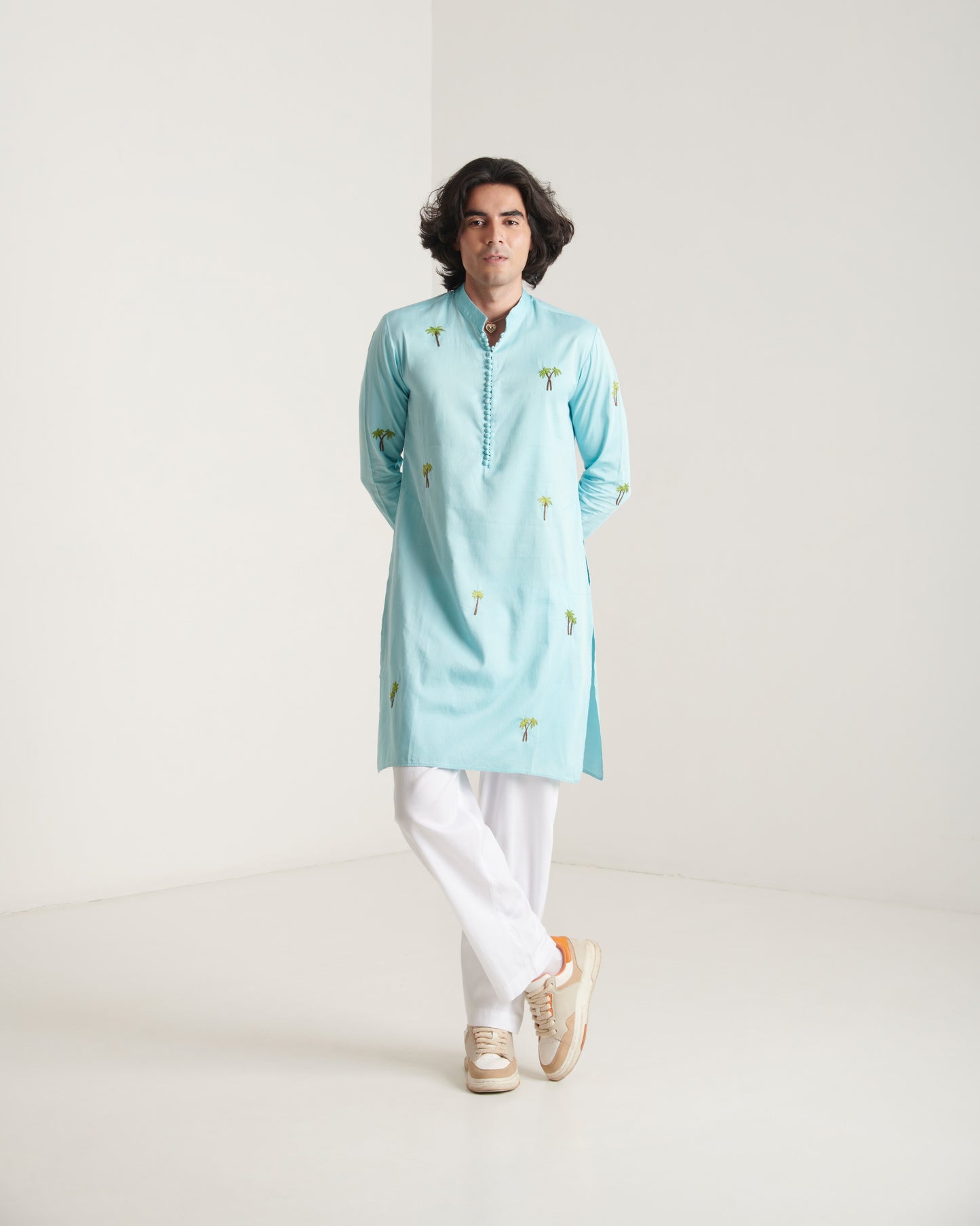 Hand- embroidered beach inspired kurta set