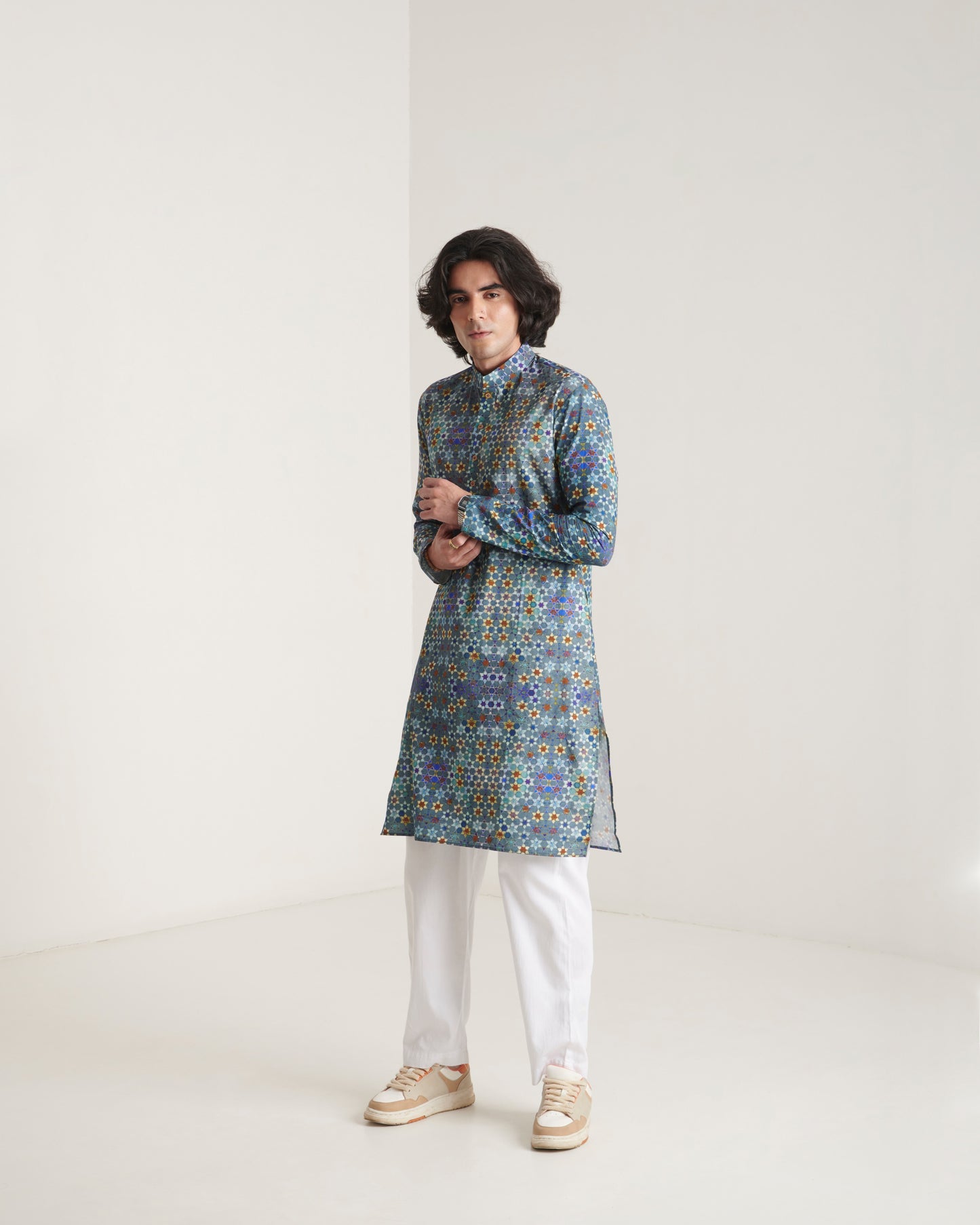 Blue printed kurta set