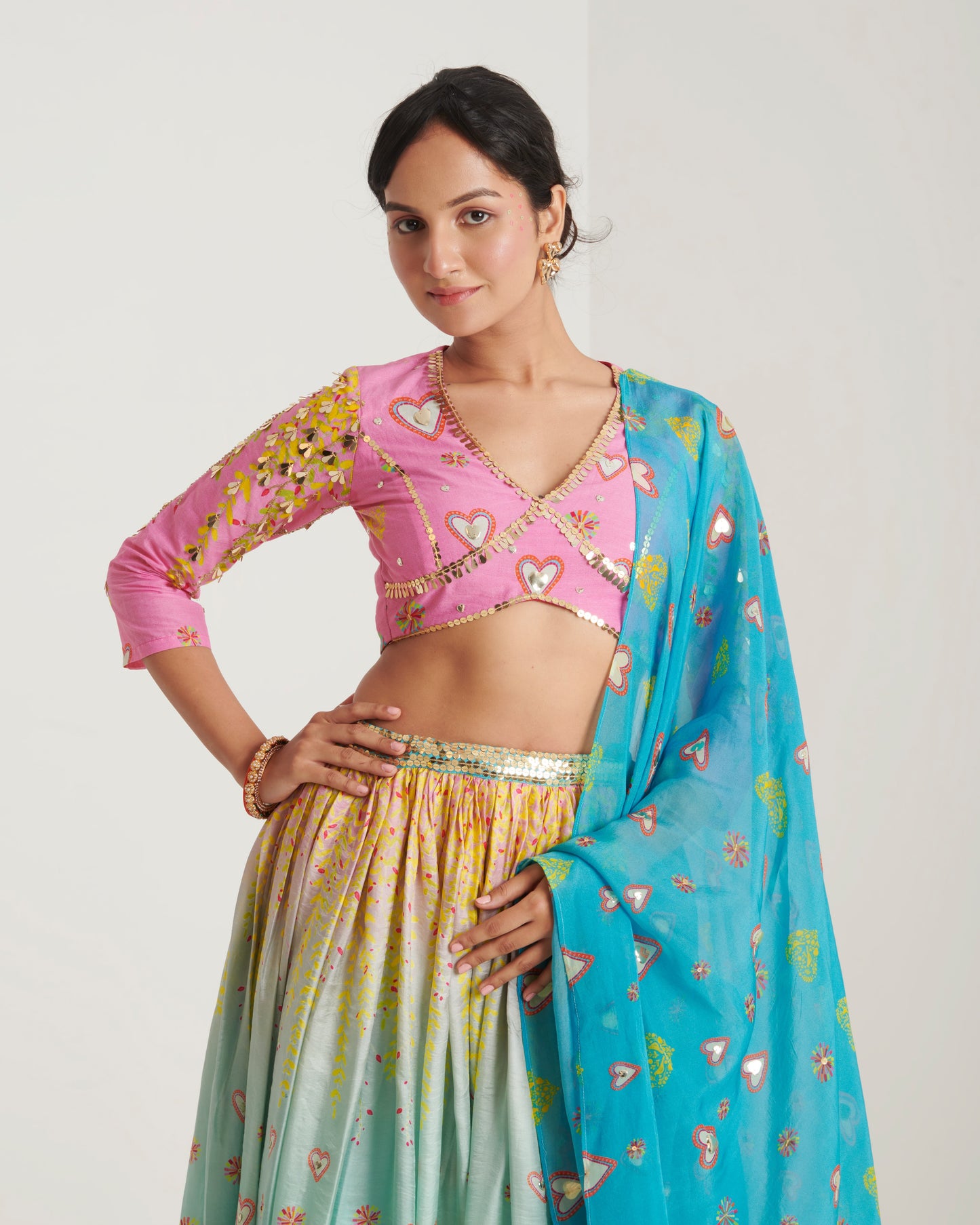 Blue surya printed lehenga set