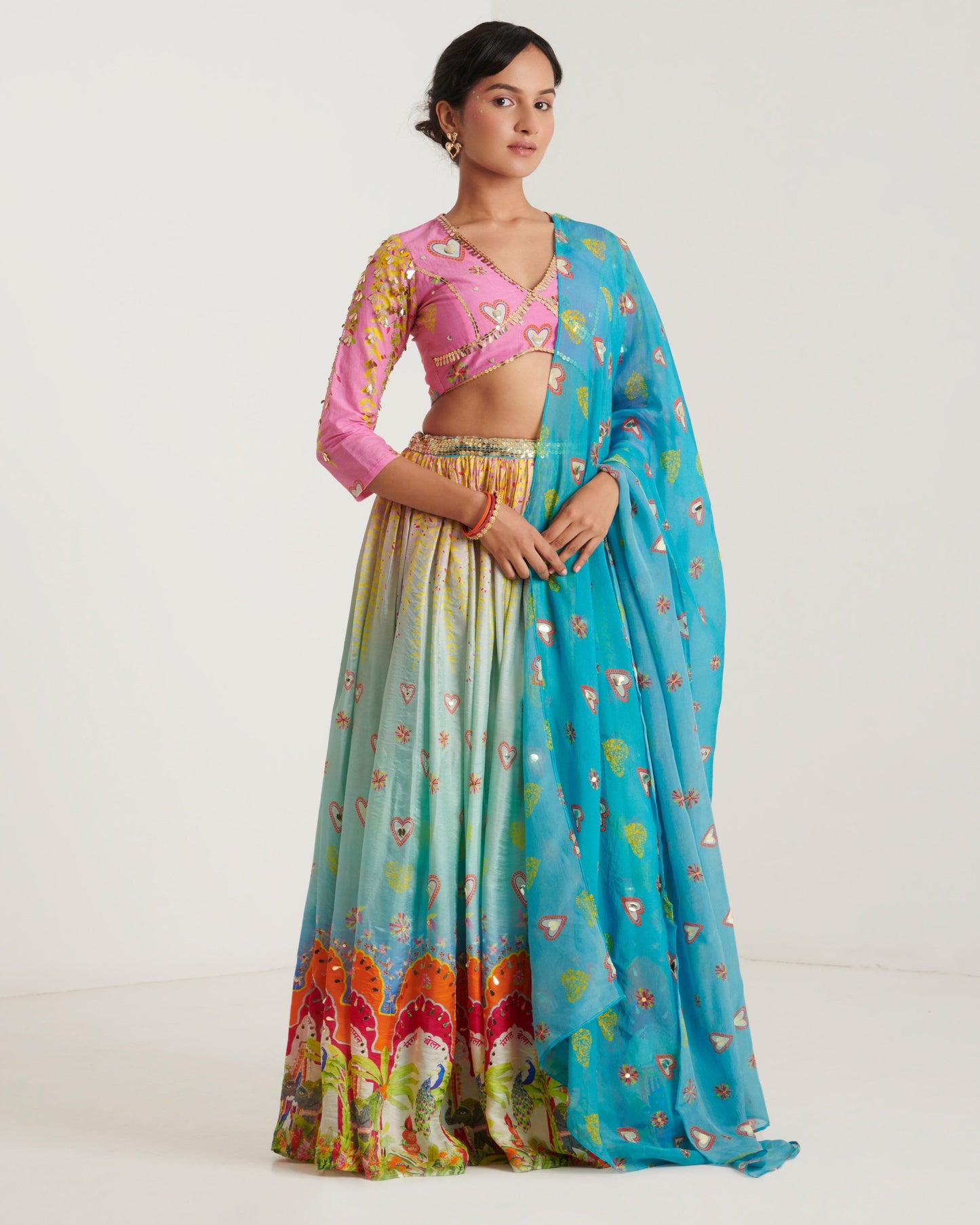 Blue surya printed lehenga set