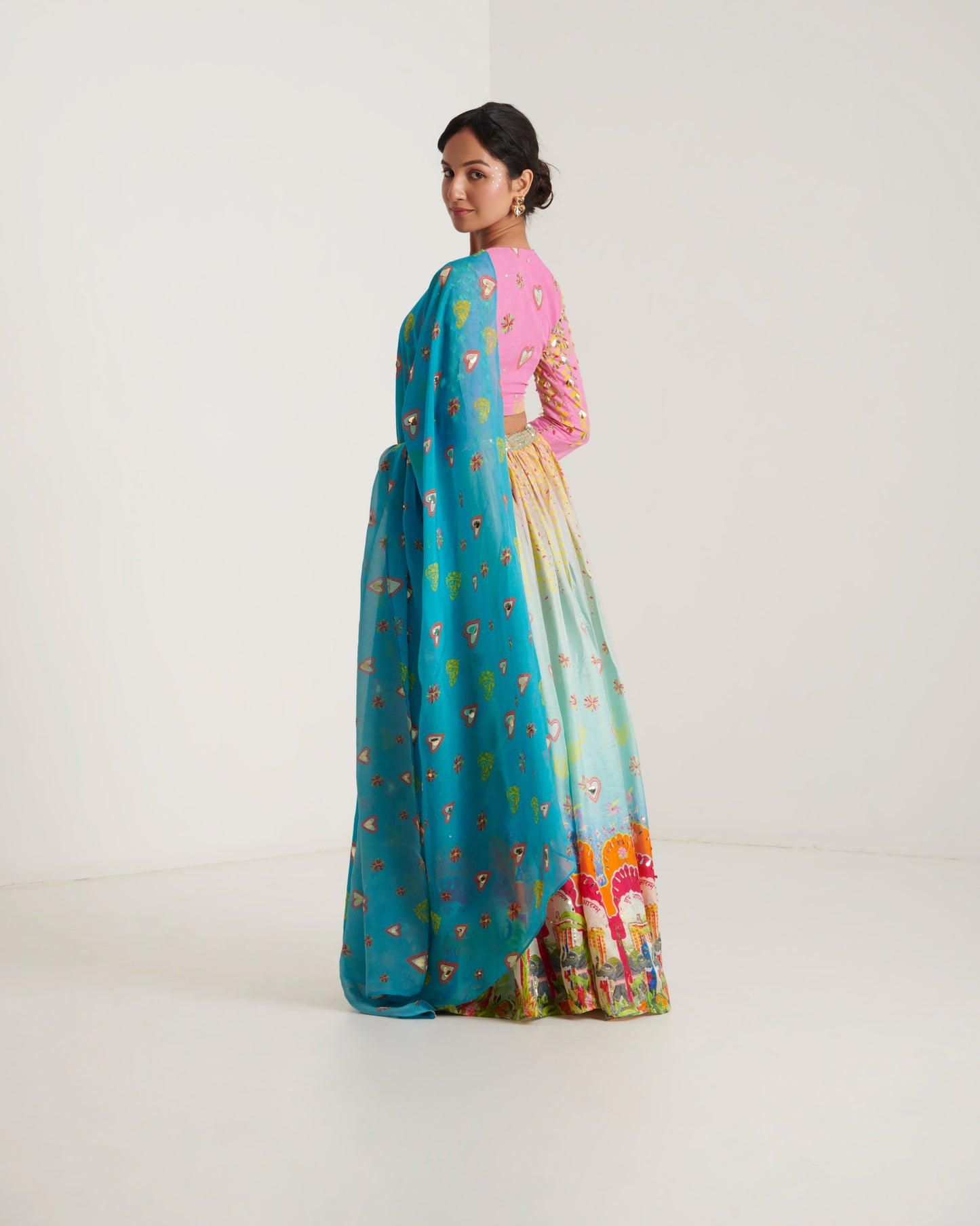 Blue surya printed lehenga set