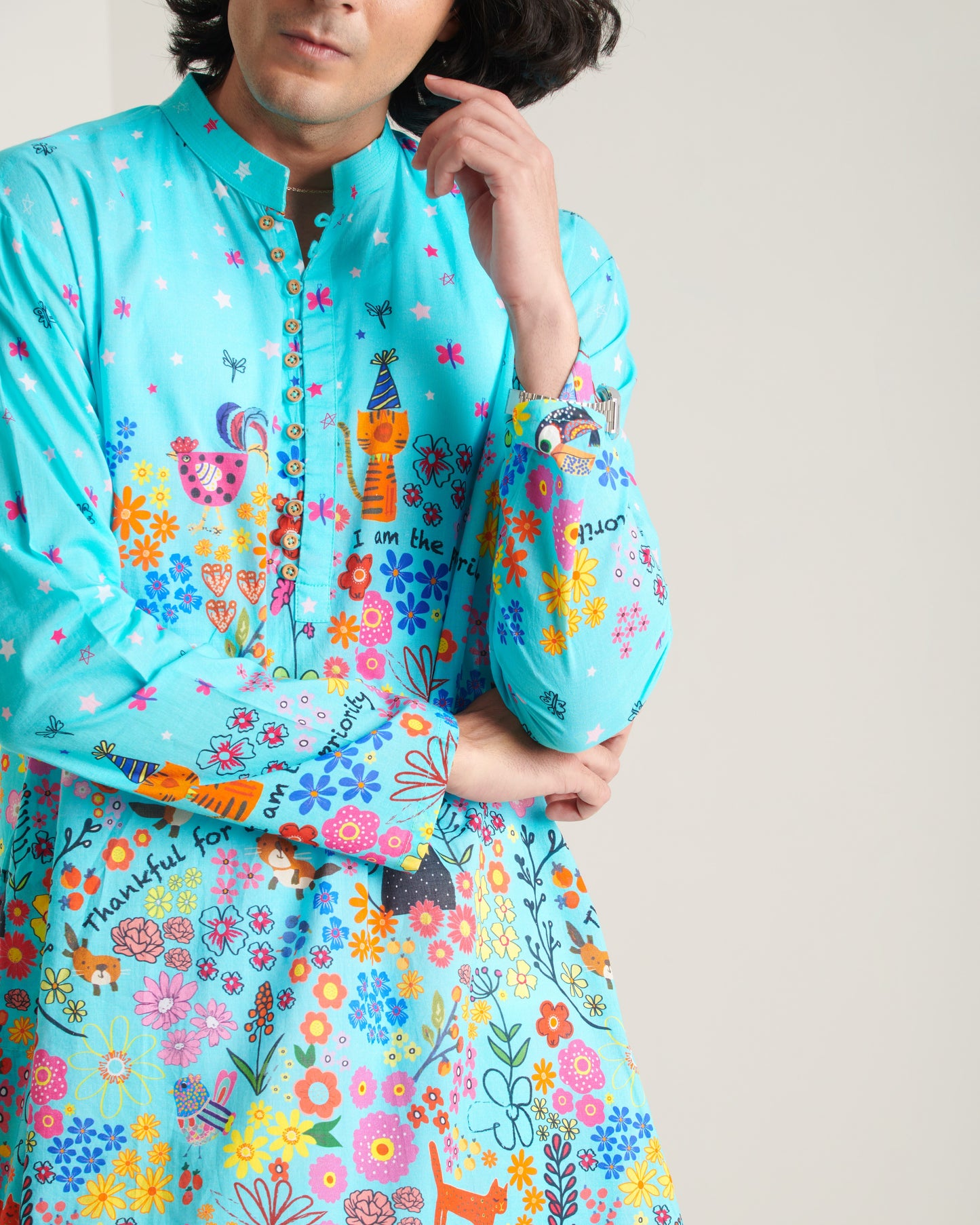 Blue Printed Kurta Set