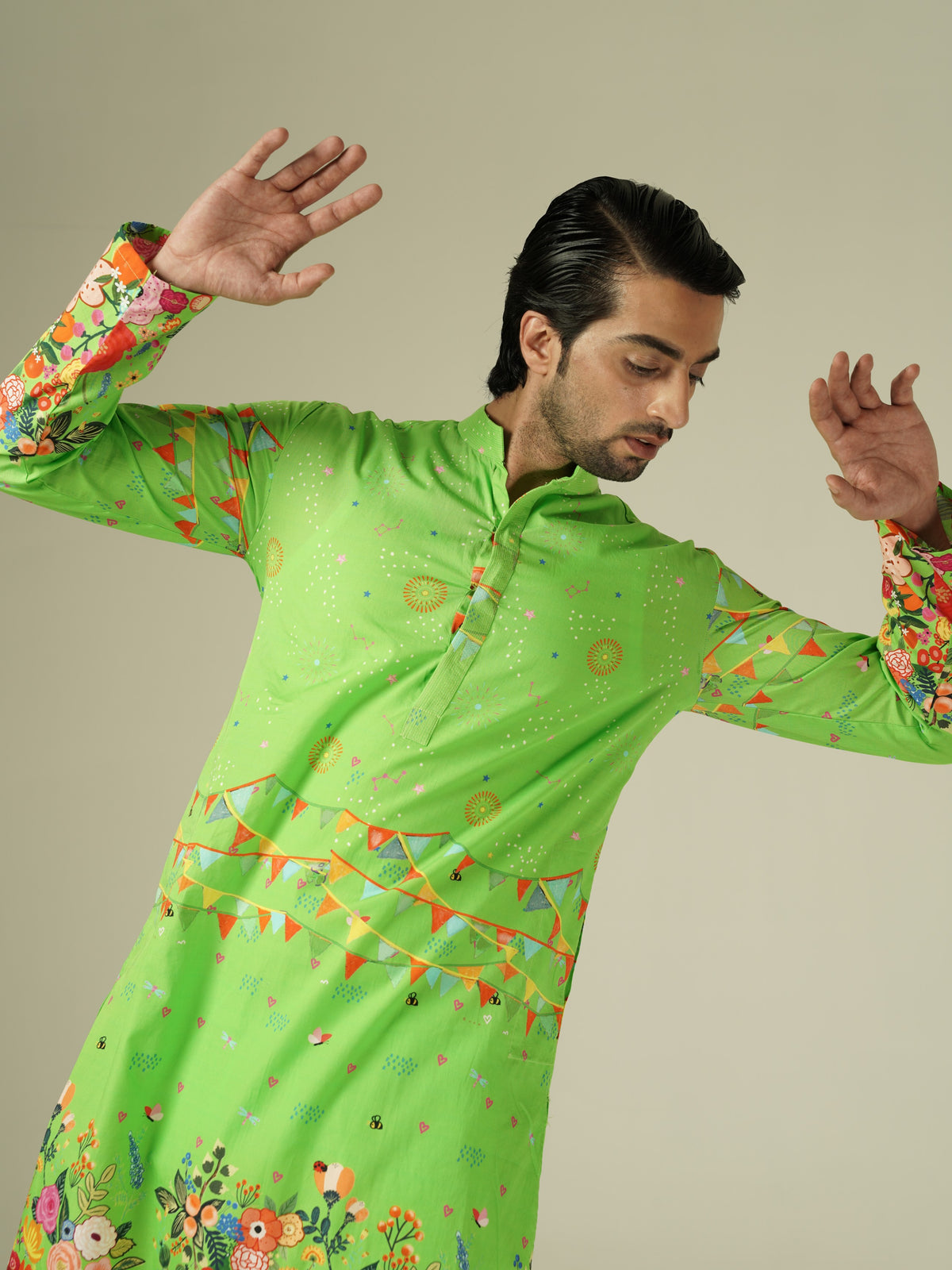 Green carnival kurta set