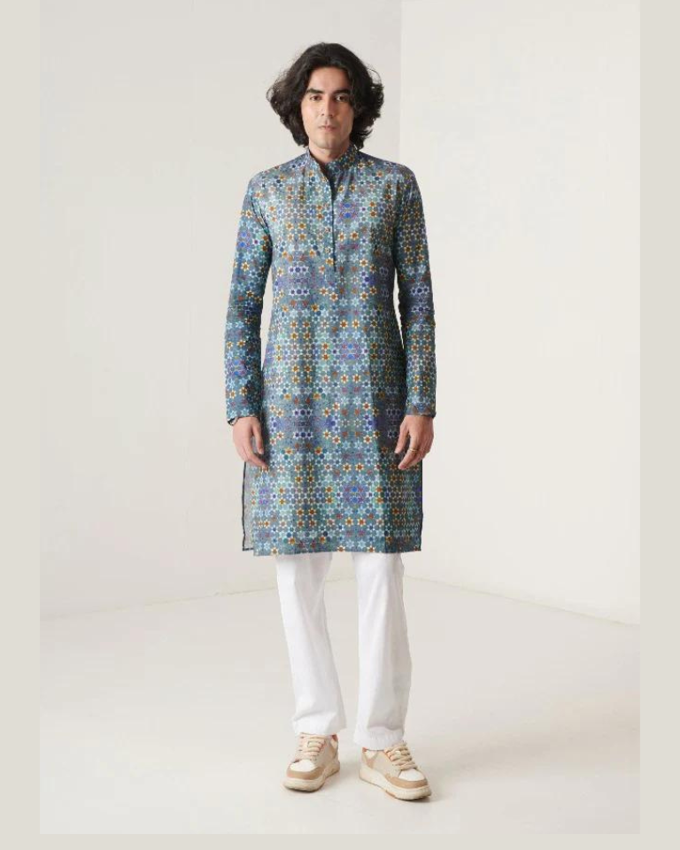 Blue printed kurta set