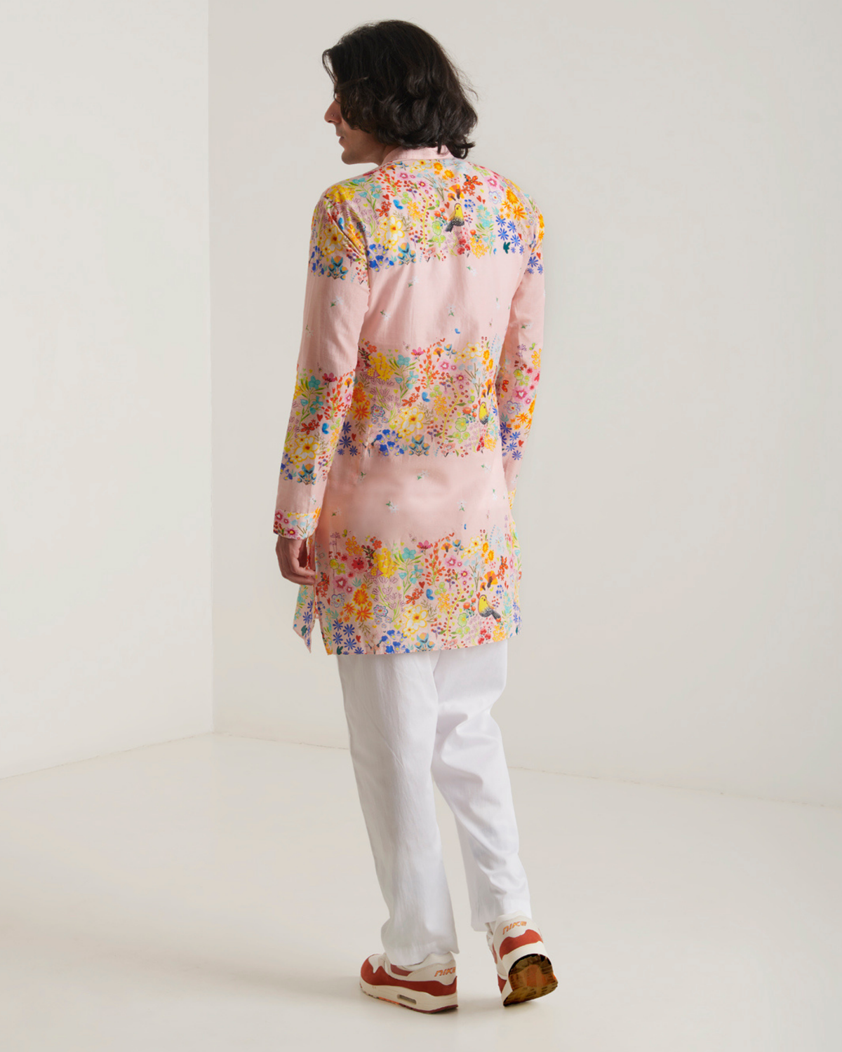 Pastel pink floral printed kurta set