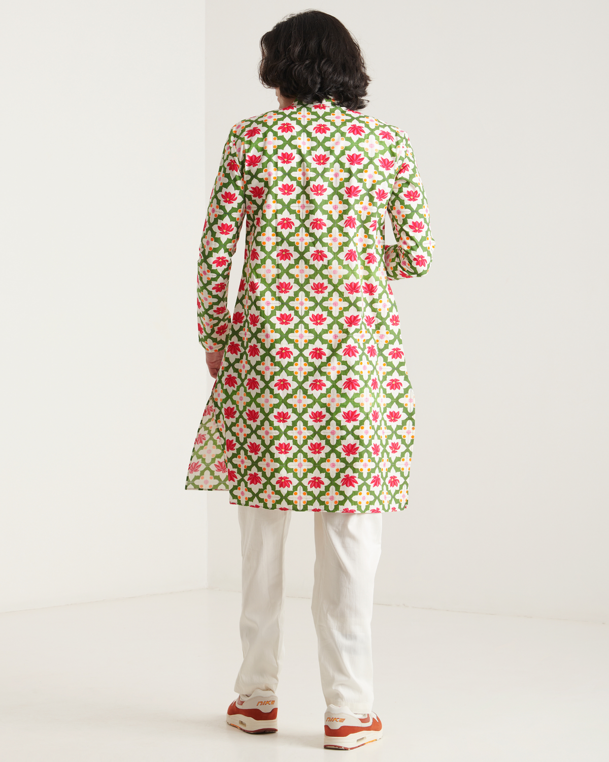 Cream printed kurta set