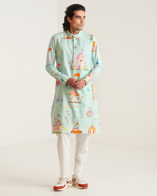 Blue carnival kurta pyjama set