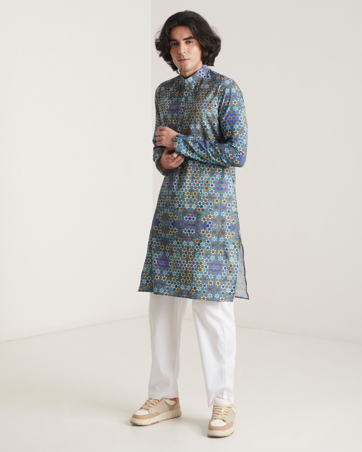 Blue printed kurta set