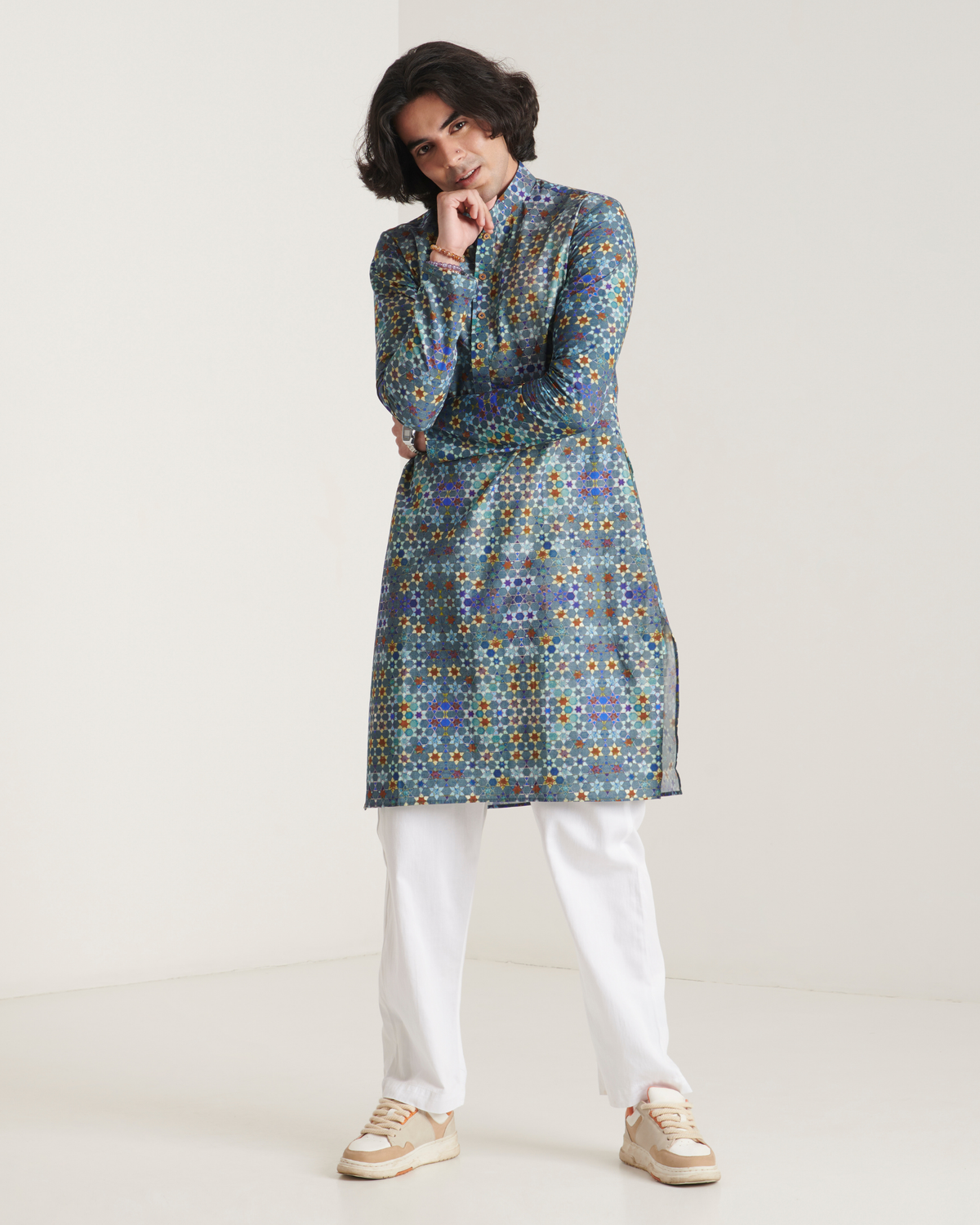 Blue printed kurta set