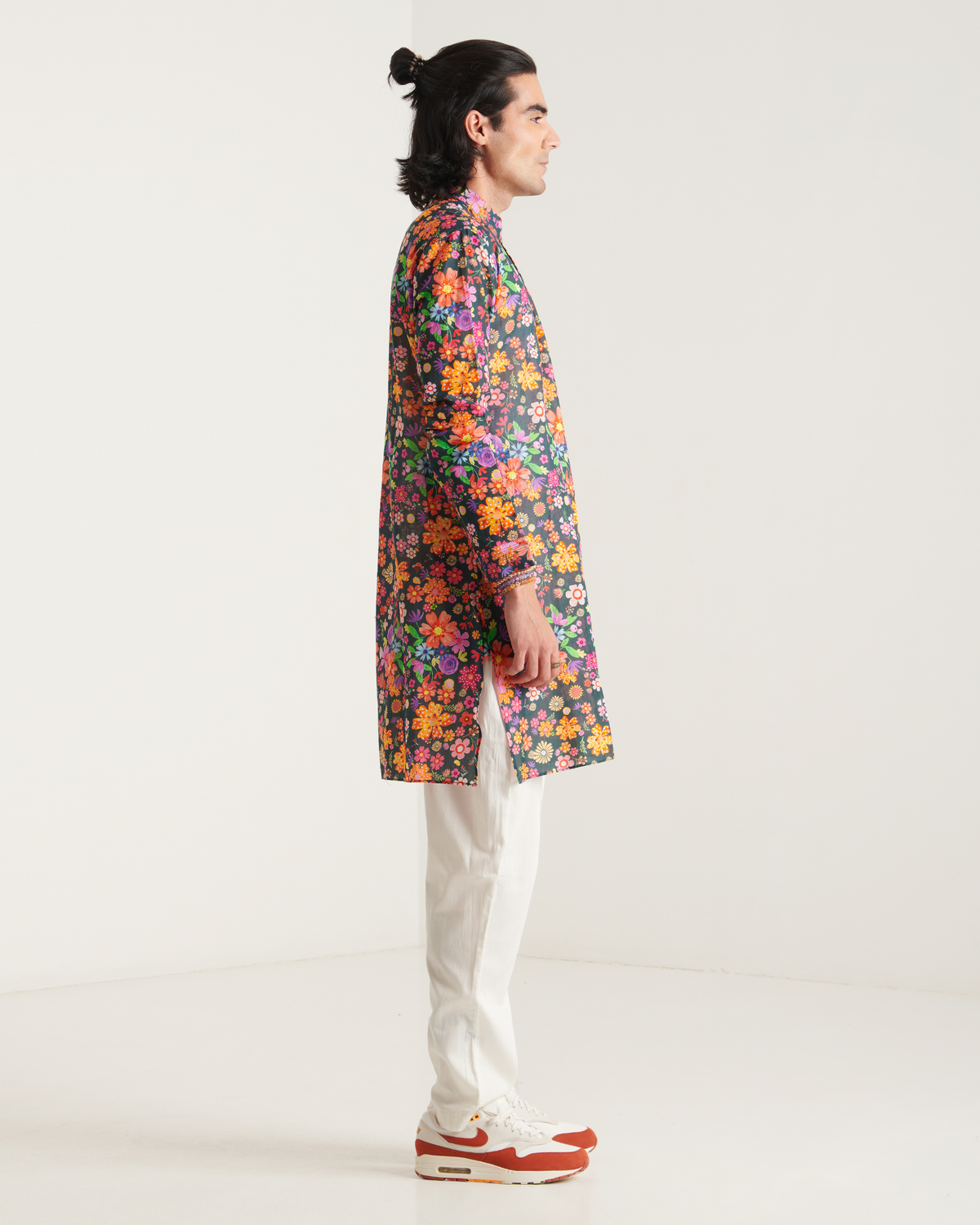 Green floral printed kurta set