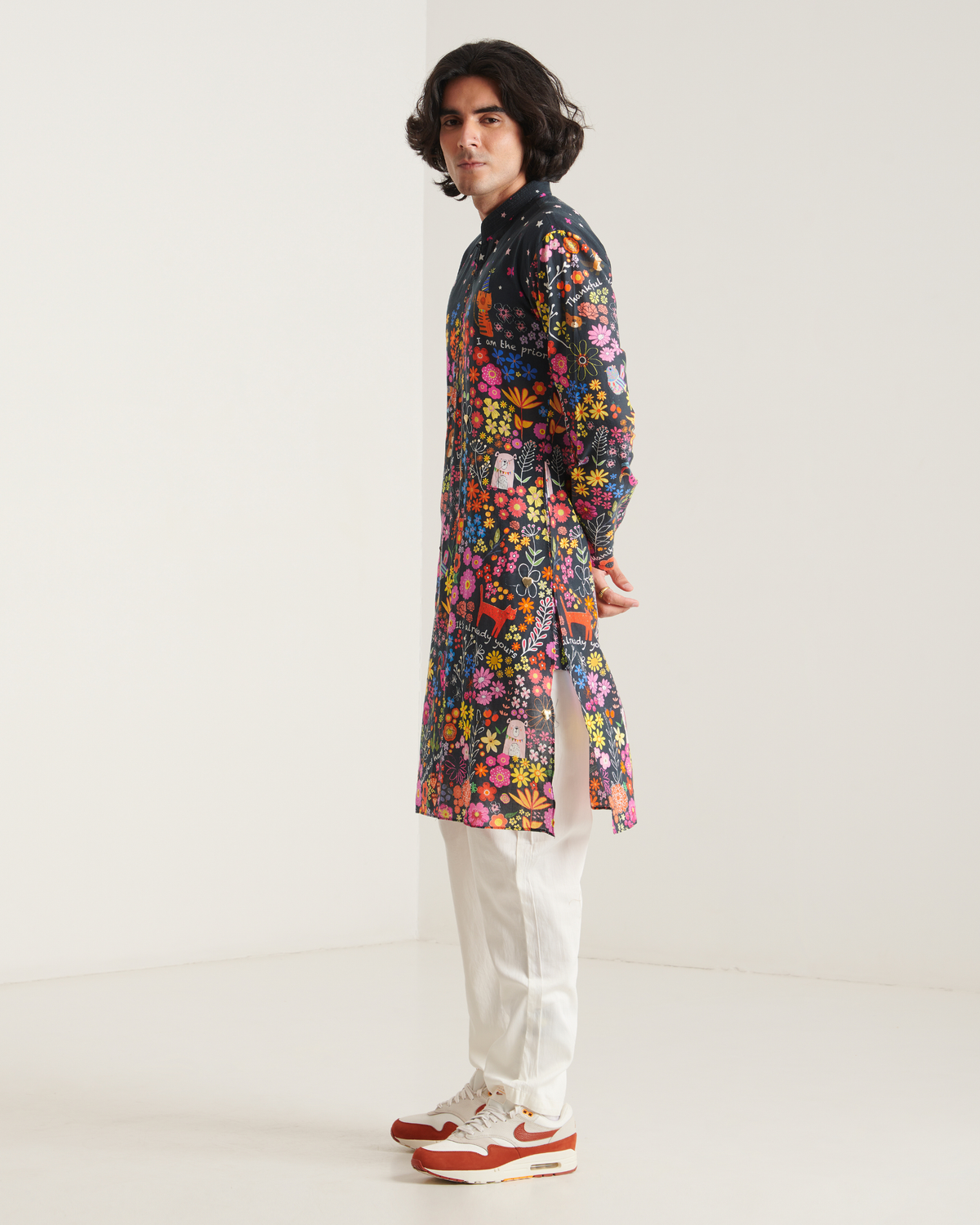 Black printed kurta set