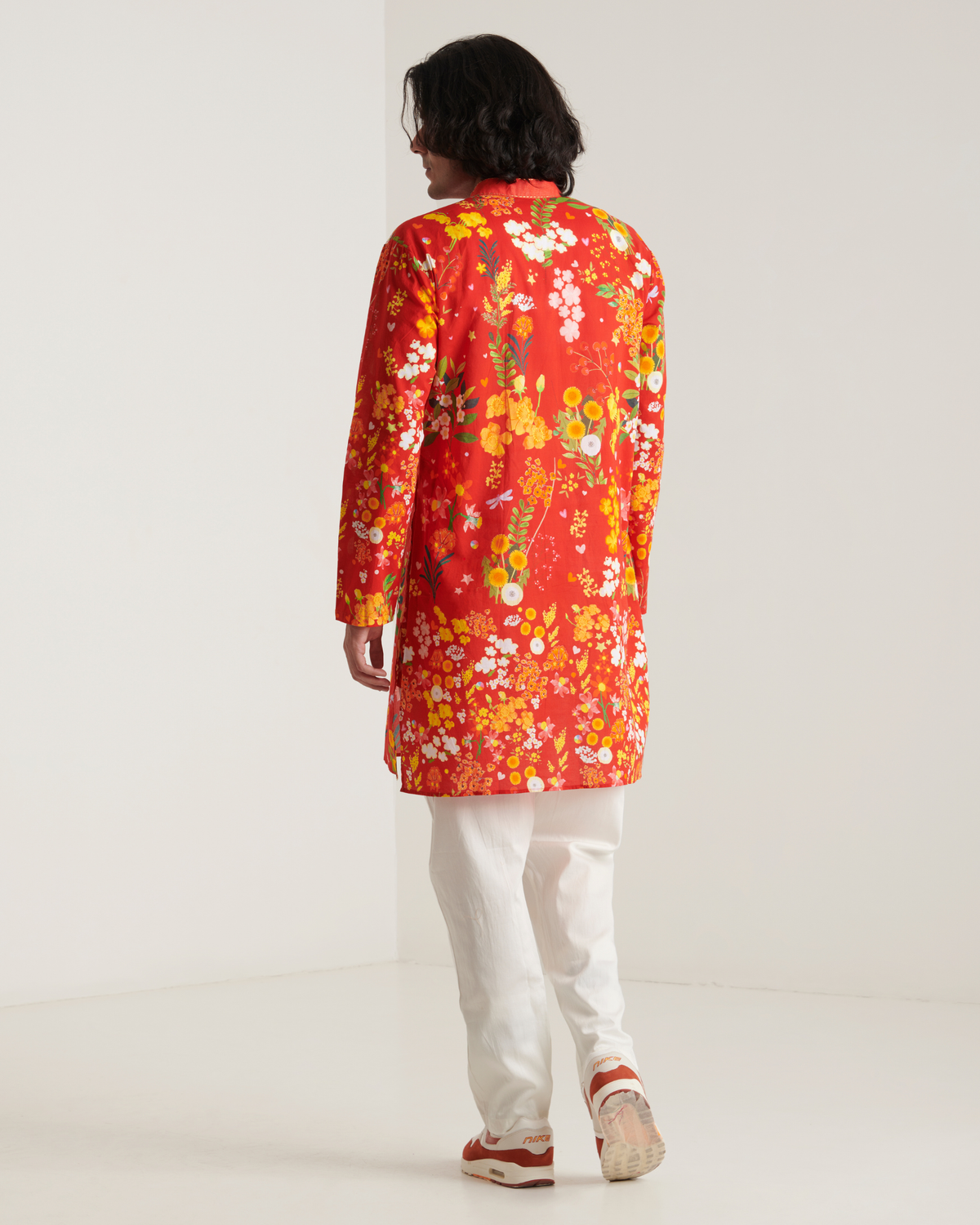 Red printed kurta set