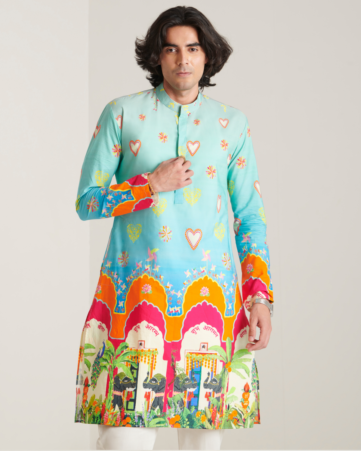 Blue printed kurta set