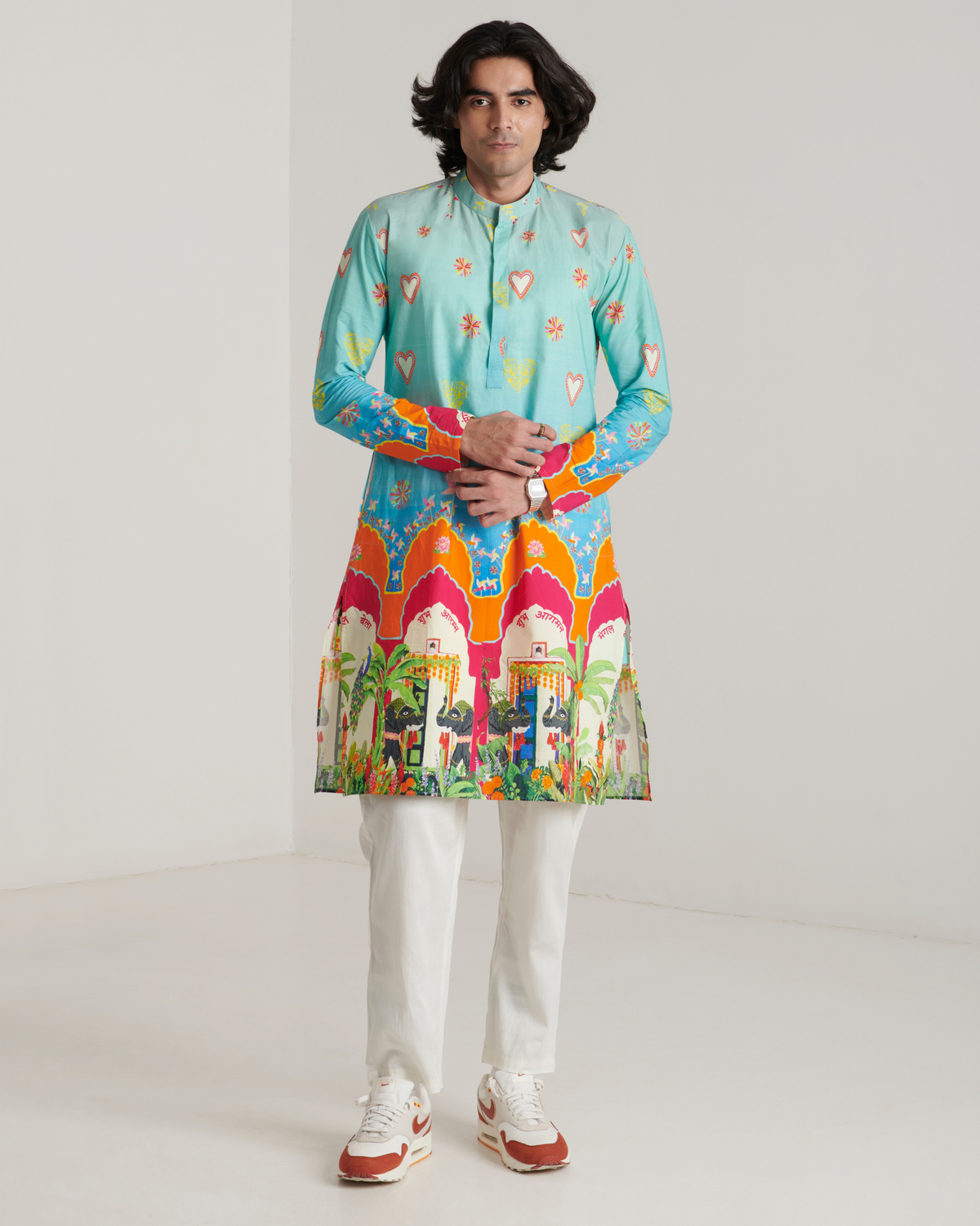 Blue printed kurta set